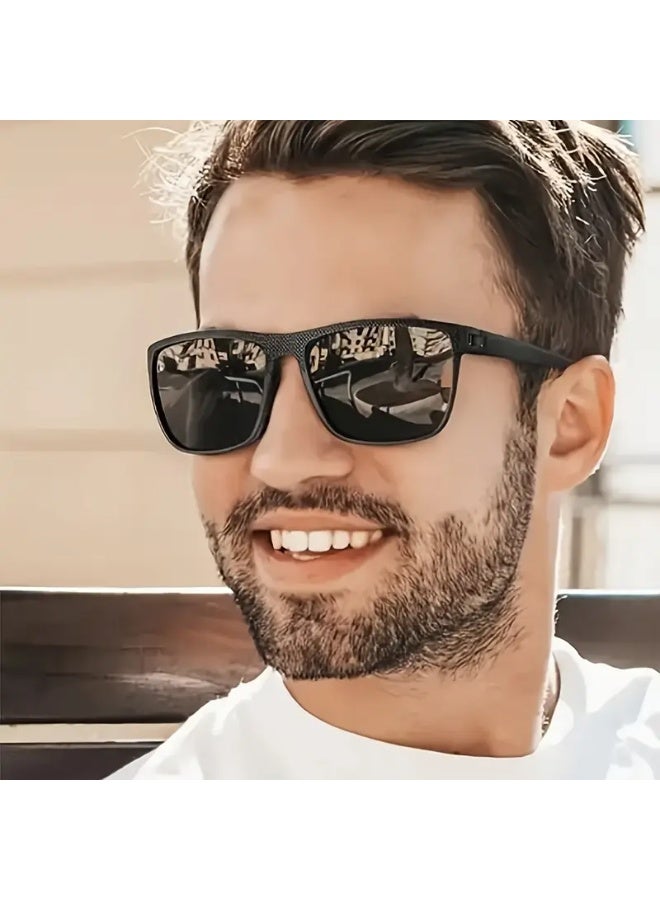 سينت هاوس زوج واحد من النظارات الشمسية الرجالية خفيفة الوزن المصنوعة من البولي كربونات المربعة ذات التصميم الكلاسيكي مع عدسات مضادة للوهج للتنقل اليومي والعمل والقيادة و(تتضمن حافظة النظارات) والنظارات الشمسية - Image 1