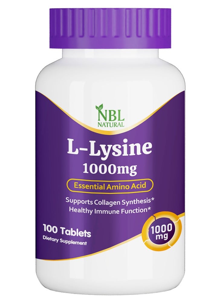 NBL Natural L-Lysine 1000mg – Essential Amino Acid Supplement – 100 Tablets 