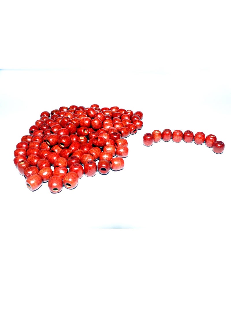 Torex TOREX� Pack of 60Pcs Large Hole Natural Wooden Beads 16x16-17mm for Macrame Rosary Bracelet Craft Making Hole: 7mm (RED)  - Image 2