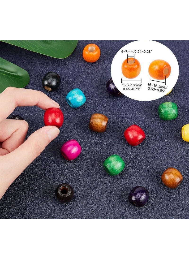 Torex TOREX� Pack of 60Pcs Large Hole Natural Wooden Beads 16x16-17mm for Macrame Rosary Bracelet Craft Making Hole: 7mm (RED)  - Image 4