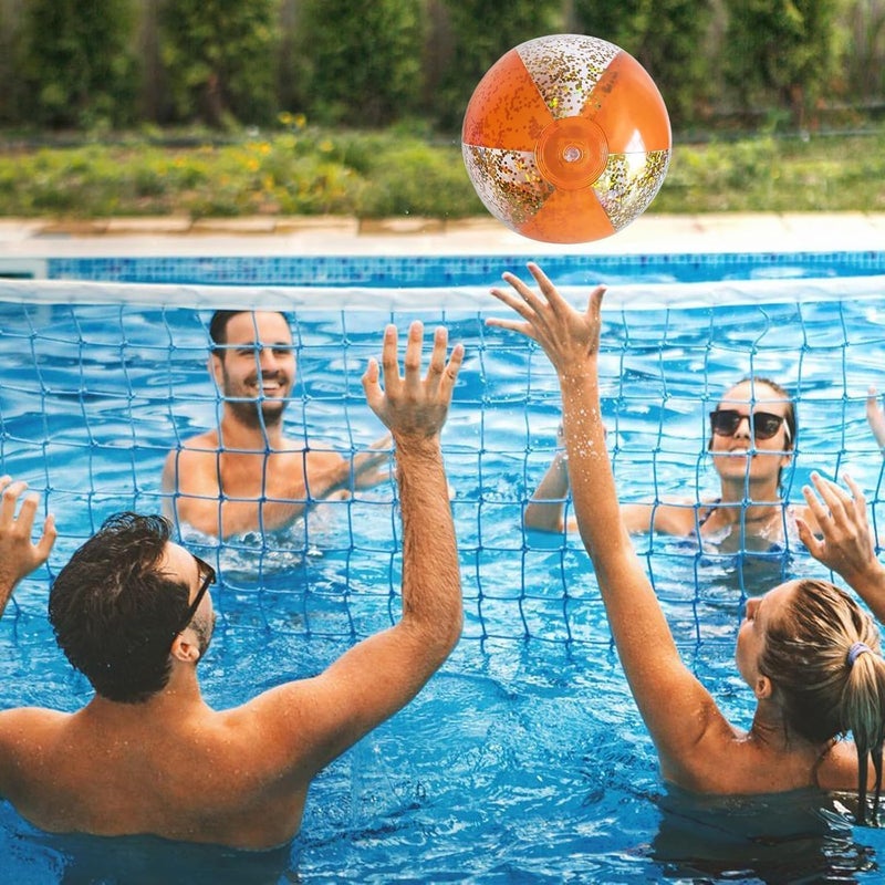 NALACAL Inflatable Beach Balls, 3 PCS 14in Vibrant Colorful Water Toys for Pool Games & Summer Parties, Glitter Confetti Design with Inflator, Perfect for Beach, Poolside Fun & Outdoor Recreation - Image 2