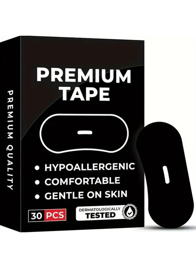 30 شريطًا مضادًا للشخير - علبة سوداء - قماش قطني ممدود - يوقف الشخير لنوم أفضل - Image 2