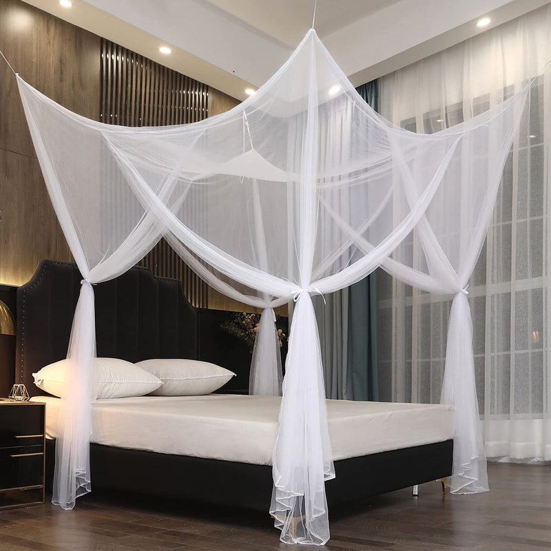Mengersi Bed Canopy for Full Queen King Size Bed,Canopy Bed Curtains Elegant Mosquito Net,Mosquito Netting for Camping Patio Indoor Outdoor Bug Net,White - Image 1