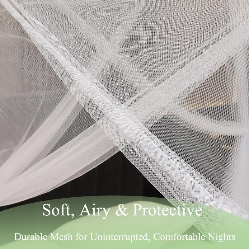 Mengersi Bed Canopy for Full Queen King Size Bed,Canopy Bed Curtains Elegant Mosquito Net,Mosquito Netting for Camping Patio Indoor Outdoor Bug Net,White - Image 5