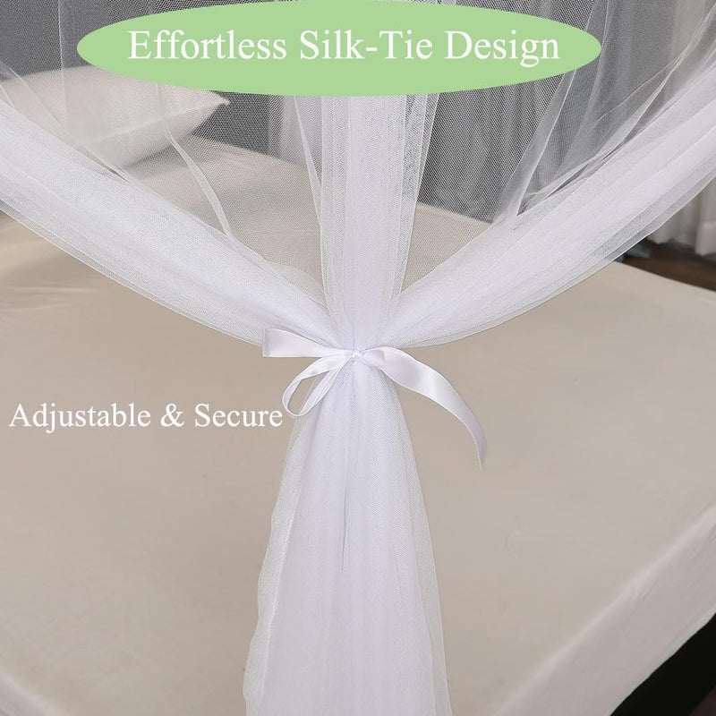 Mengersi Bed Canopy for Full Queen King Size Bed,Canopy Bed Curtains Elegant Mosquito Net,Mosquito Netting for Camping Patio Indoor Outdoor Bug Net,White - Image 4