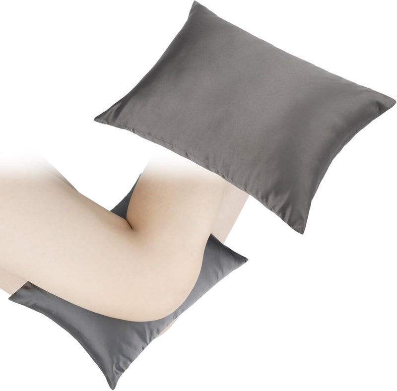 HapiPoppy Knee Pillow Leg Pillows 11" x 7.8" Silky Small Hip Support Pillows Smooth Cooling Between Legs for Side Sleepers Sciatica Joints Pain Relief Post Surgery Cushion Gifts, Satin Dark Gray - Image 1