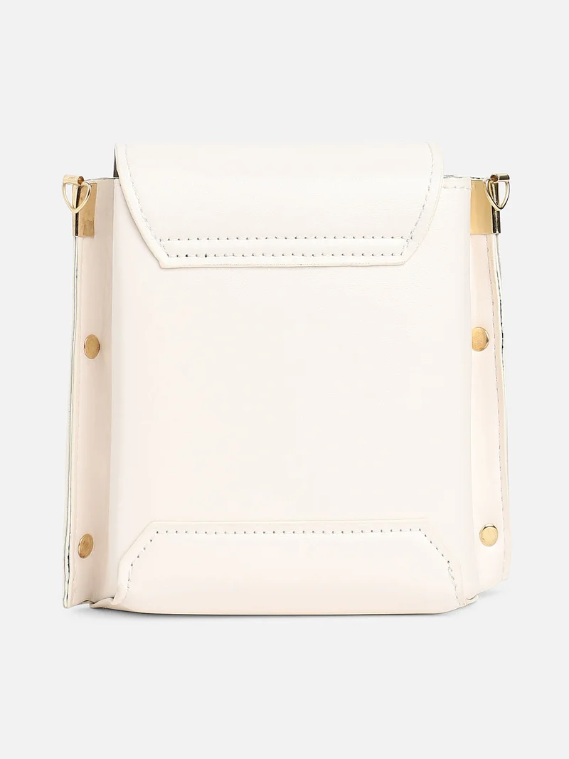 Haute Sauce White Printed Vegan Leather Sling Bag