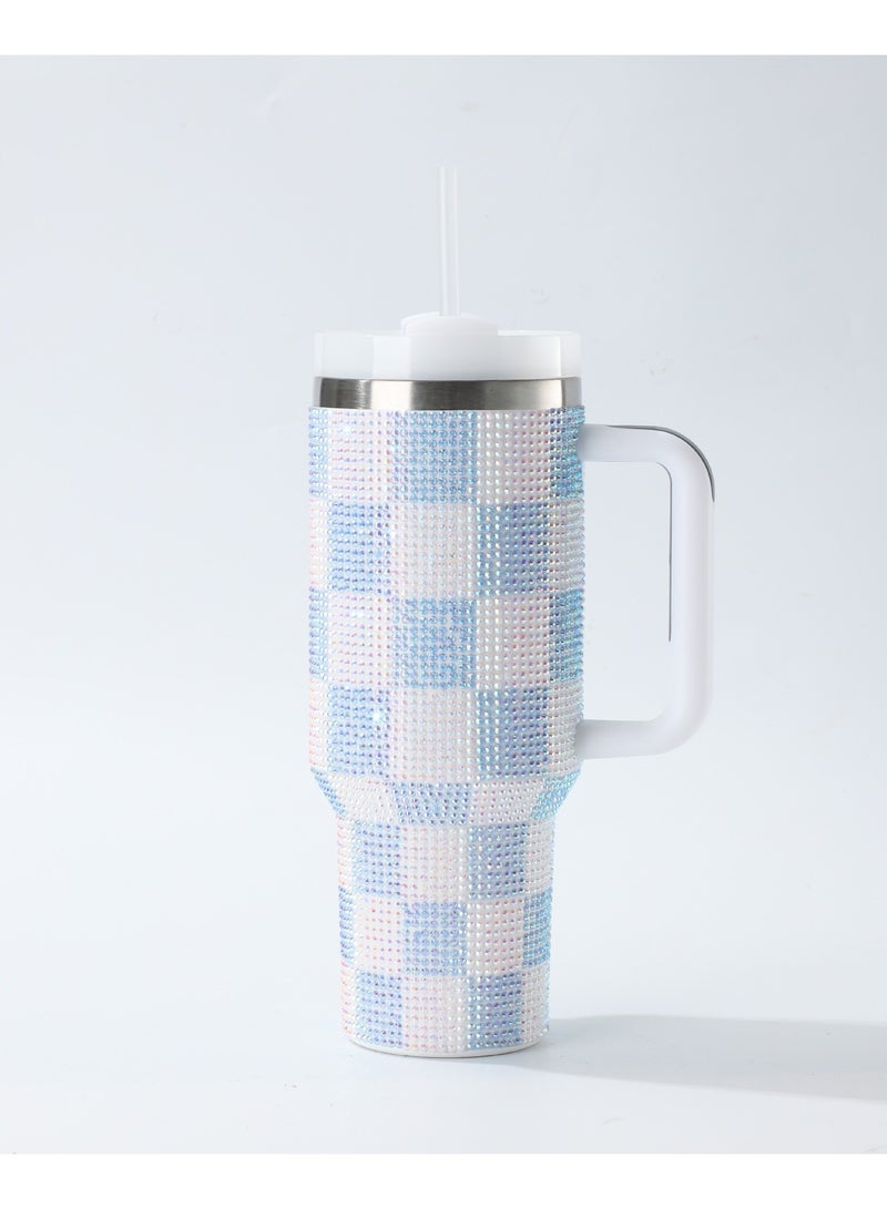 40oz Rhinestone Tumbler Stainless Steel Straw Women Cup Shiny Diamond Travel Car Thermoses Coffee Mug Water Bottle Drinkware