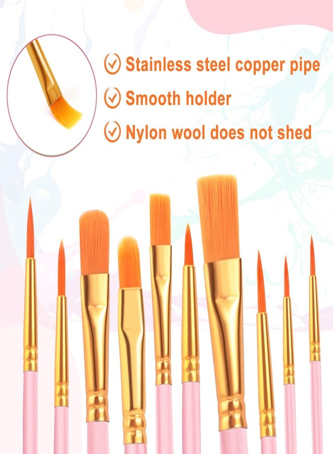 ESRICH Paint Brushes, 2 Packs / 20 Pcs Nylon Miniature Paintbrushes, Face and Body Watercolor Oil Painting Artist Professional Acrylic Paint Brushes Set,Pink - Image 5