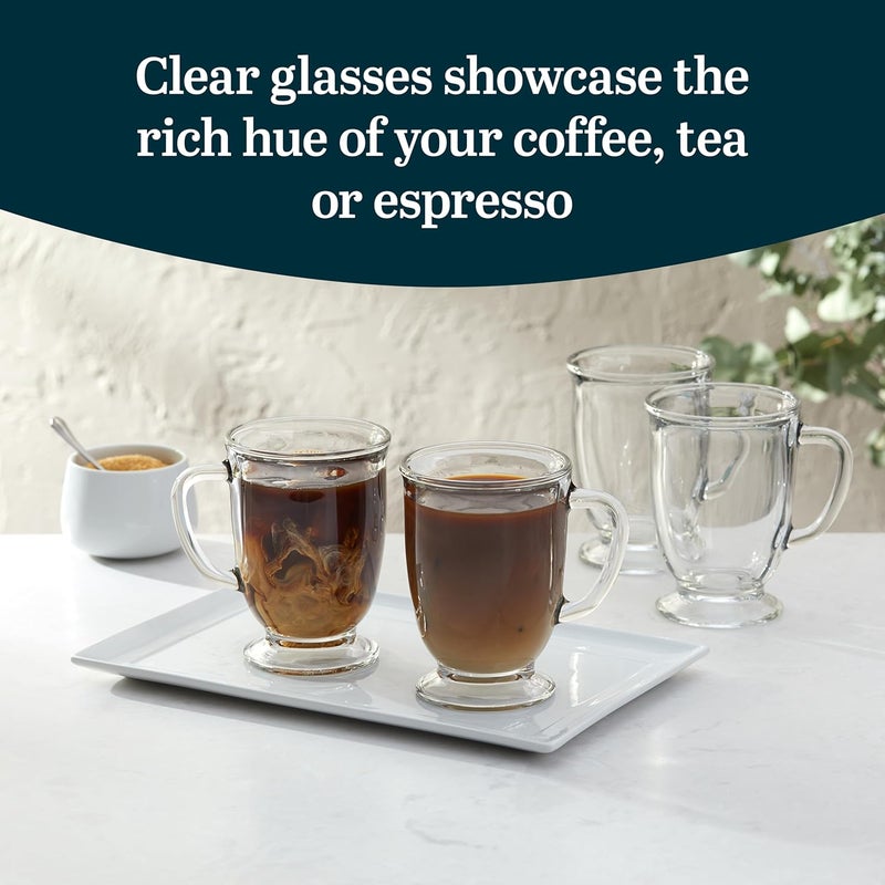 LIBBEY Kona Glass Coffee Mugs Set of 6, Elegant 16 Ounce Clear Tea Mug, Dishwasher Safe Glass Mugs with Handles for Tea, Coffee,and Espresso - Image 4