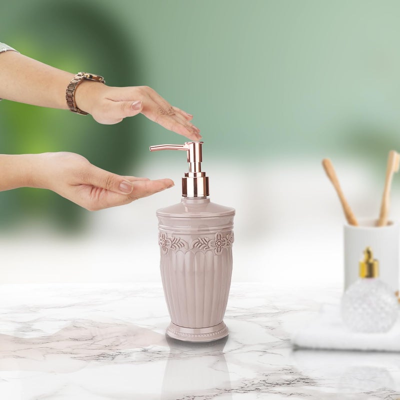 Nayasa Bianca Soap Dispenser | Set of 2 | Handwash Dispenser with Pump | Soap Dispenser for Kitchen | Bathroom Accessories | Brown - Image 3