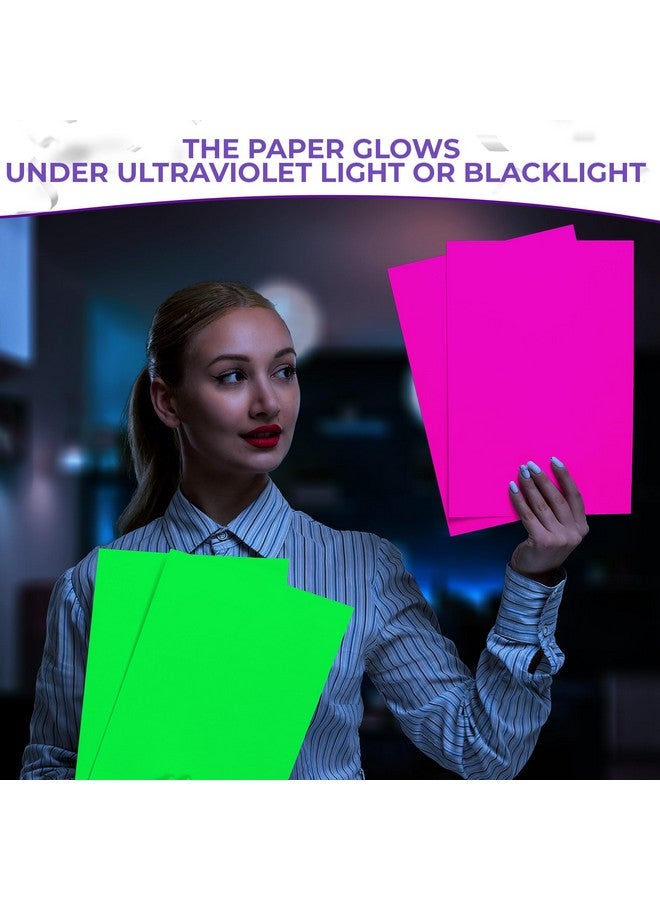 DIMROM 25 Sheets Neon Paper - Glow In The Dark Papers Neon Cardstock DIY Dance Floor Fluorescent Black Light UV Reactive - Neon Party Decorations Cardstock Colored Paper Neon Birthday Party Sheets 5 Colors - Image 5