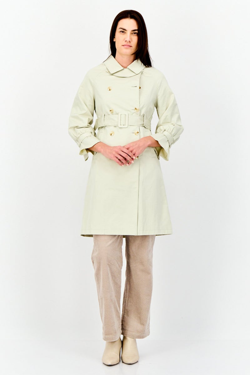 Unique21 Women Petite Solid Belted Trench Coat, Beige - Image 4