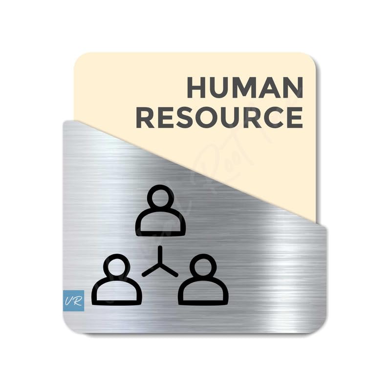 Vertical Root Inc ® Premium Cream Brush Silver Acrylic 5.5 x 5.8 INCH Human Resource Door Easy to Mount 3M Tape Stickers for Hotel Office Resort Society Company Factory Corporate Business Glass. - Image 1