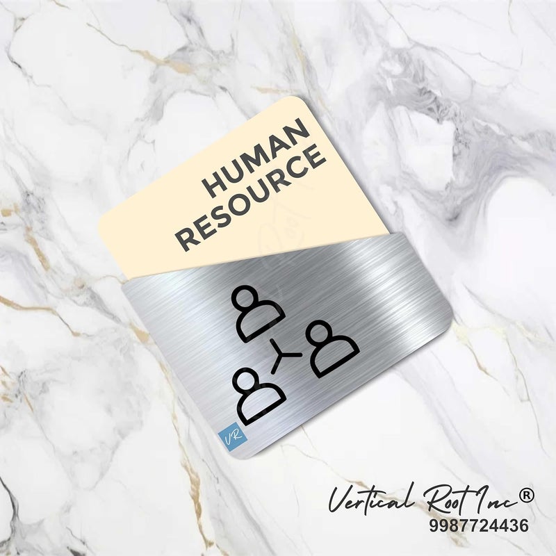 Vertical Root Inc ® Premium Cream Brush Silver Acrylic 5.5 x 5.8 INCH Human Resource Door Easy to Mount 3M Tape Stickers for Hotel Office Resort Society Company Factory Corporate Business Glass. - Image 2