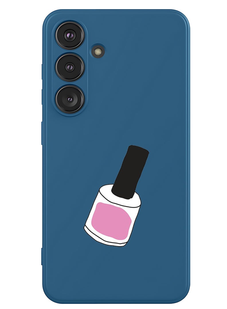 Theodor Protective Slim Fit Case Liquid Silicone Cover with Full Body Protection Anti-Scratch Shockproof Case For Samsung Galaxy S25 (Blue) - Nail Paint 1 - Image 1