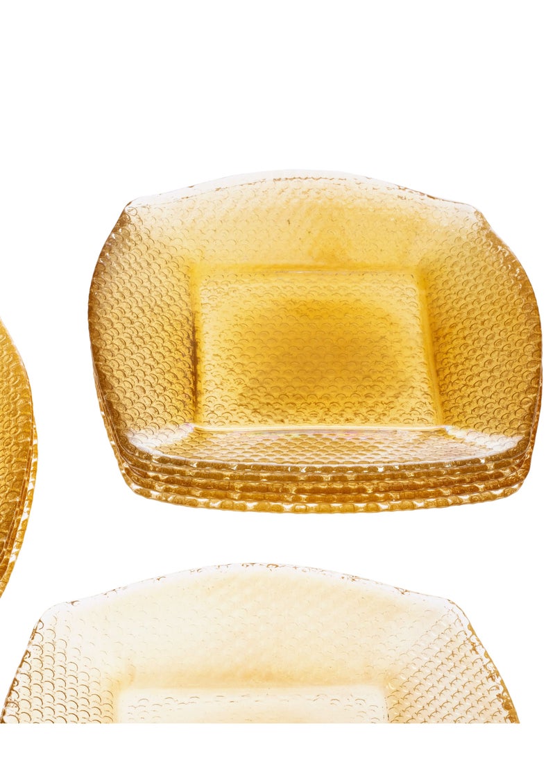 Dania Set of 12 square Turkish glass dishes in honey color for desserts and fruits, for multi-use, size 15 * 15 cm - Image 2