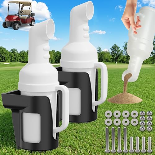 10L0L Golf Cart Sand Bottle with Holder Universal fit Club Car EZGO Yamaha, Divot Filler Sand Bottle with Grip Handle Easy to Pour (Pack of 2) - Image 1