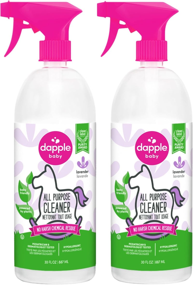 dapple Baby All Purpose Cleaning Spray, Hypoallergenic for Toys, High Chairs, Swings, Counters, Powered by Plants, 1 Pump Included, Lavender, 30 Fl Oz (Pack of 2) - Image 1