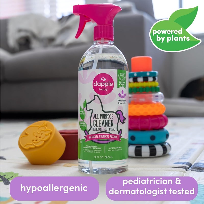 dapple Baby All Purpose Cleaning Spray, Hypoallergenic for Toys, High Chairs, Swings, Counters, Powered by Plants, 1 Pump Included, Lavender, 30 Fl Oz (Pack of 2) - Image 4