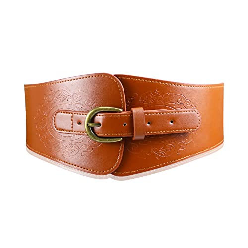 Namzi Women's Brown Leather Corset Belt, Thick Waist Cincher Belt with Adjustable Lacing, Wide Waist Trainer for Body Shaping & Dresses - Image 1