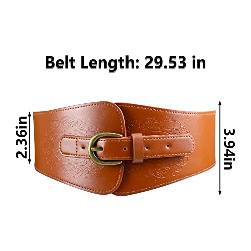 Namzi Women's Brown Leather Corset Belt, Thick Waist Cincher Belt with Adjustable Lacing, Wide Waist Trainer for Body Shaping & Dresses - Image 2