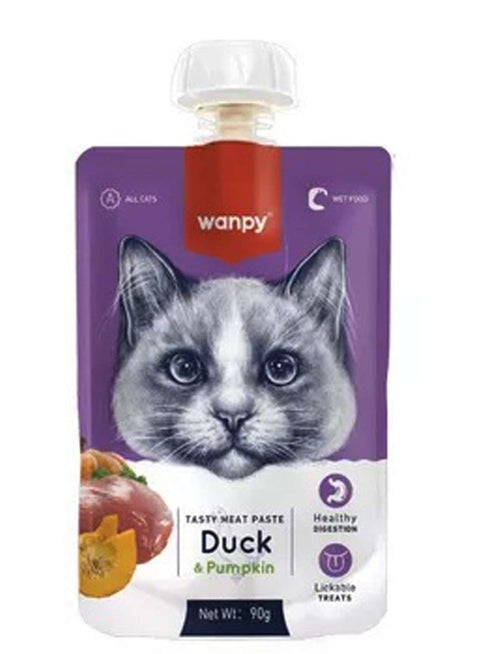 معجون لحم وانبي للقطط البالغة بنكهة البط واليقطين 90 جم