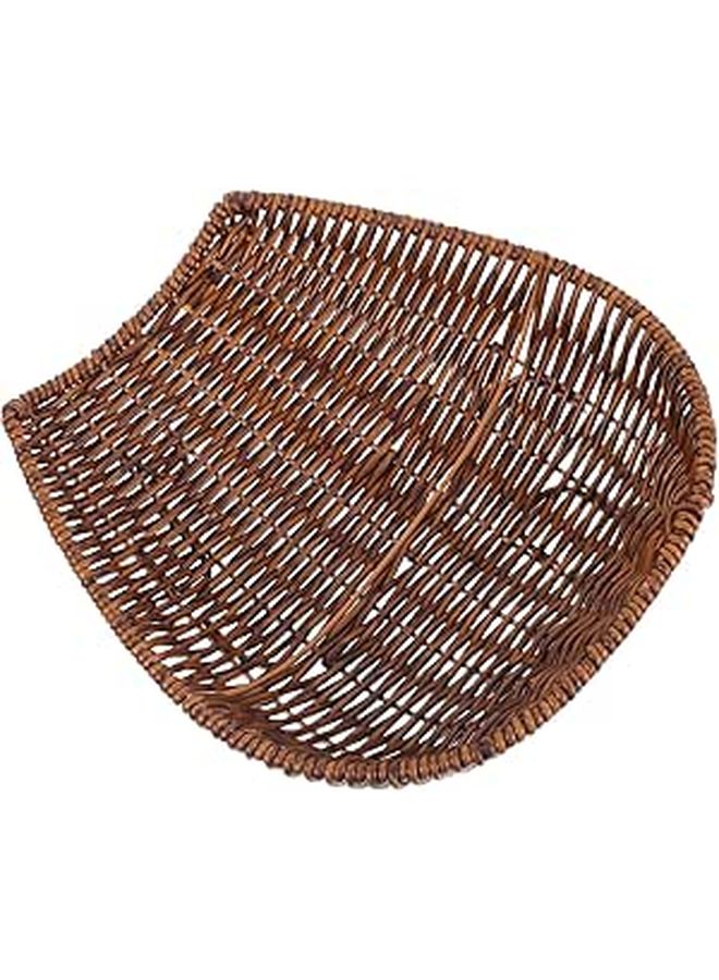 Medium Brown Plastic Rattan Bread Basket Kitchen Fruit Vegetable Serving Tray - Image 1