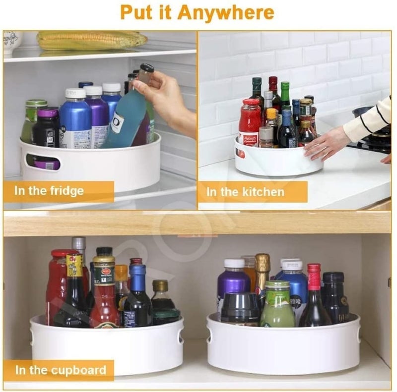 VROKLA 360 Rotating Kitchen Organizer Tray Lazy Susan Rack MultiPurpose Kitchen Storage Revolving Tray Cosmetic Organizer Rotating Tray Lazy Susan for Kitchen Cabinet Spice Rack - Image 4