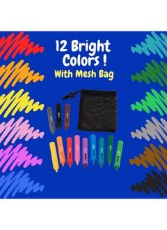 SCS Direct Bath Crayons Super Set -Set Of 12 Draw In The Tub Colors With Bathtub Storage Mesh Bag -Non-Toxic, Safe For Children, Won'T Disintegrate In Water -Art Project For Toddlers, Gift For Kids  - Image 2