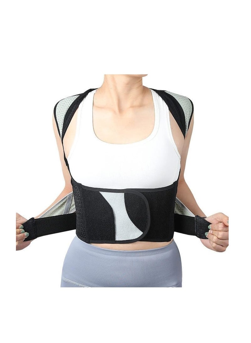 KASTWAVE Back Brace Posture Corrector for Women and Men, Shoulder Straightener, Adjustable Full Back Support, Upper and Lower Back Pain Relief - Scoliosis, Hunchback, Hump, Thoracic, Spine Corrector (Grey) - Image 2