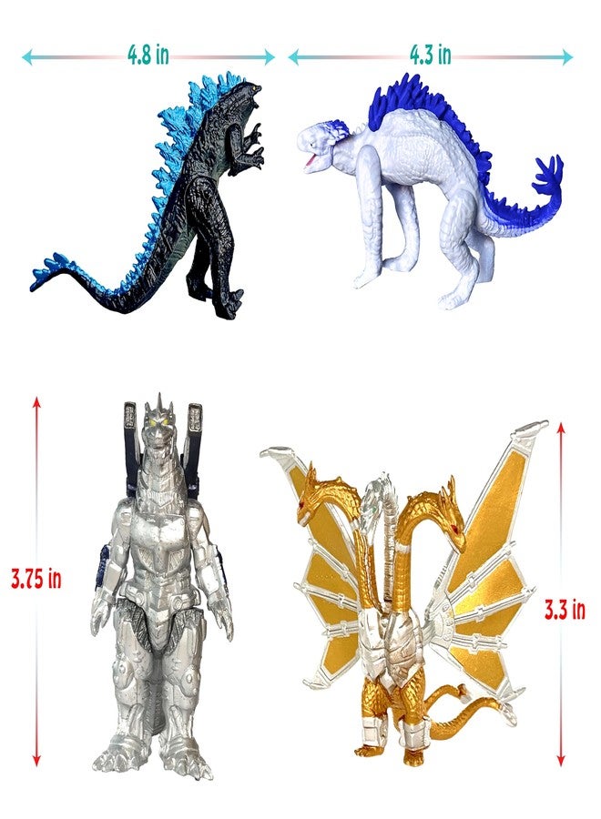 TwCare Set of 10 Godzilla x Kong: The New Empire, Dinosaur Dragon Toys Action Figures, Evolved Basic Exquisite Battle Roar B.E.A.S.T. Glove Shimo Frost Bite Mecha King Ghidorah Cake Toppers Pack - Image 4