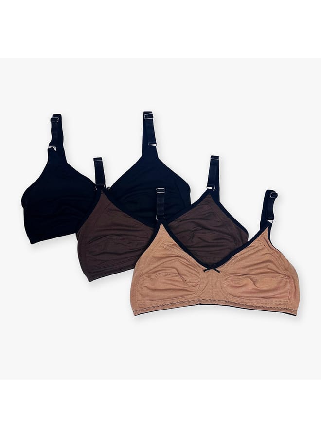 Aadaraya Set of 3 - Aadaraya Assorted A-frame Bra with Hook and Eye Closure - Image 4
