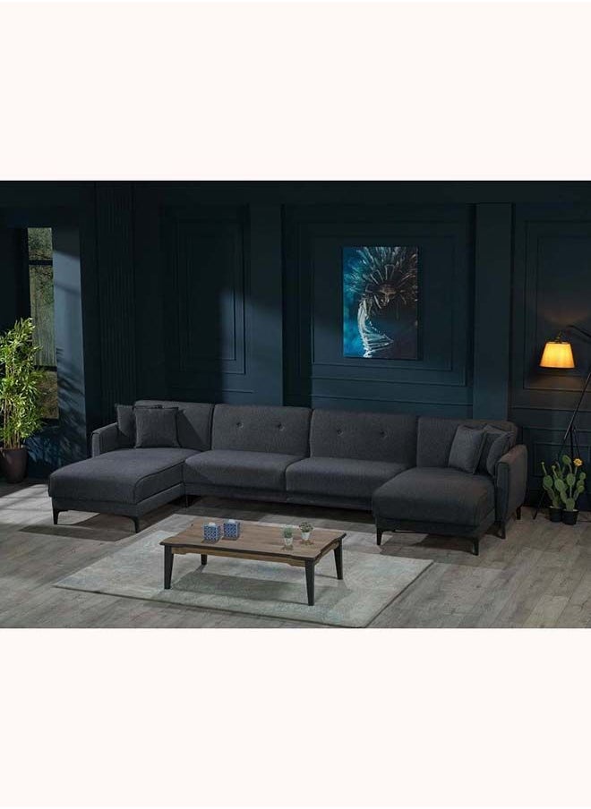 FSH Furniture - Lifestyle Pratica 3 And U Shaped Settee Charcoal Grey 380x83x80 cm - Image 1