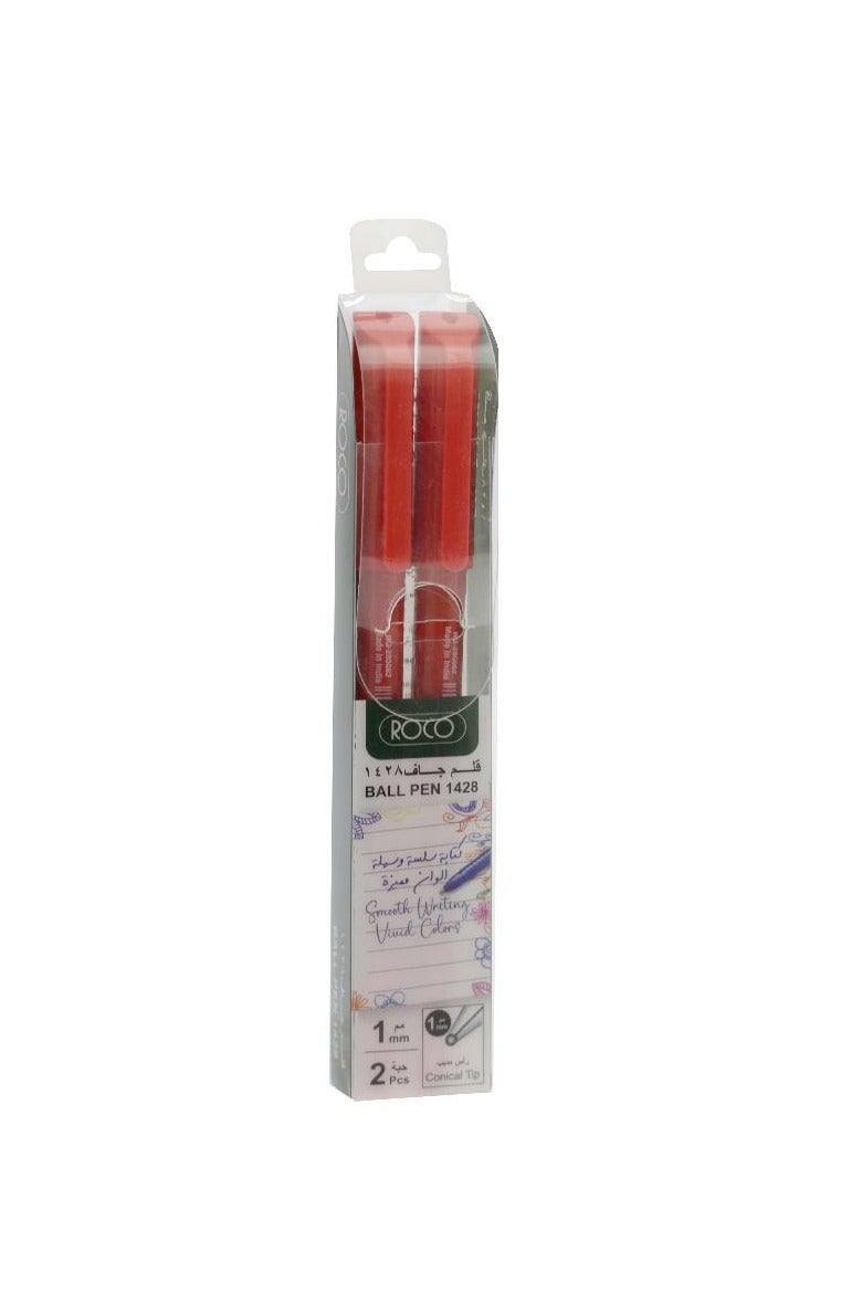 ROCO 1428 Red Ballpoint Pen 1mm Ballpoint Pen 2 Pieces - Image 1