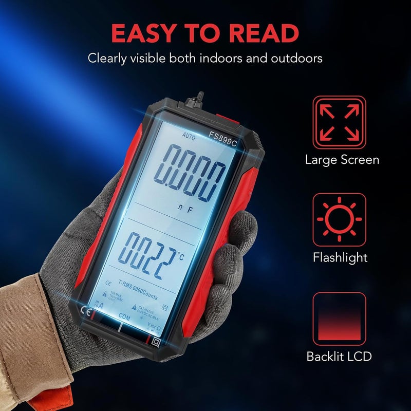 LIFKOME Digital Multimeter Rechargeable Large Screen Volt Ohm Tester True Measurement Automatic Voltage Electrical Tester for Electricians and Technicians - Image 4