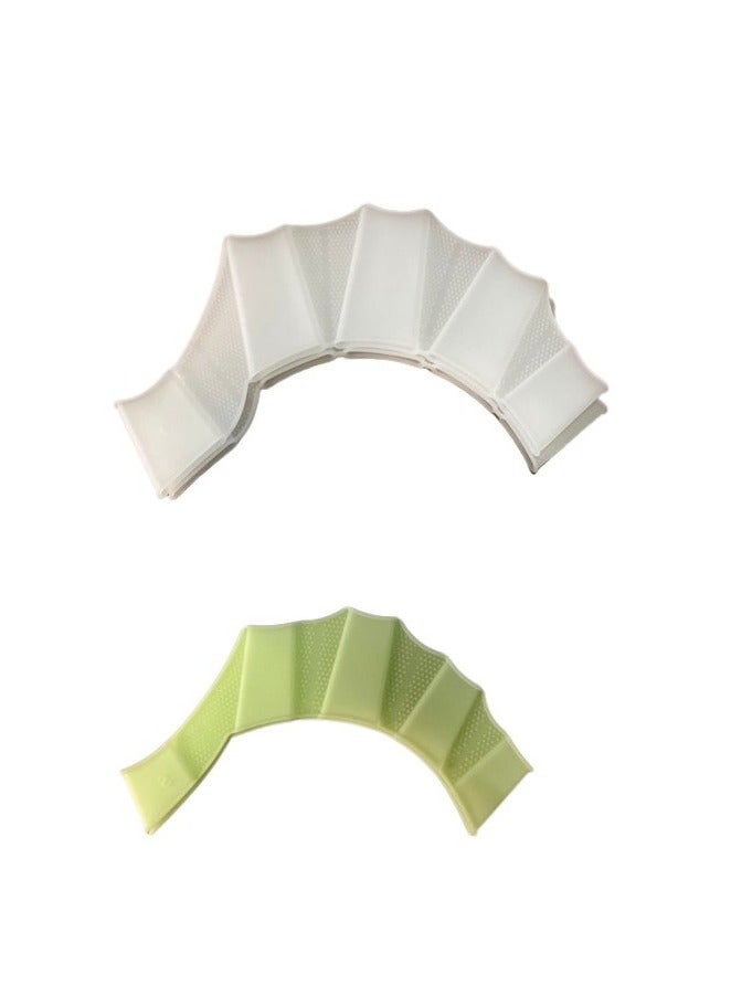 Generic ​Green & White Silicone Swimming Hand Fins – 2 Pairs Kids Webbed Gloves for Diving, Snorkeling, Swim Training – Enhance Speed & Technique (Frog/Fish Design)​  - Image 2