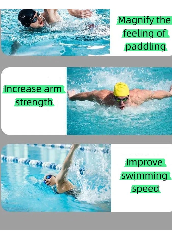 Generic ​Green & White Silicone Swimming Hand Fins – 2 Pairs Kids Webbed Gloves for Diving, Snorkeling, Swim Training – Enhance Speed & Technique (Frog/Fish Design)​  - Image 4