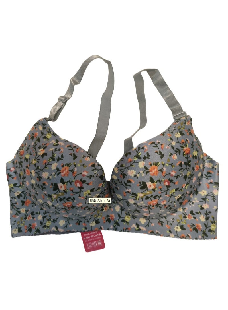 Seamless Wire-Free Floral Print Bra - Elegant one-piece design, padded A cup, wire-free, available in 6 colors and multiple sizes 