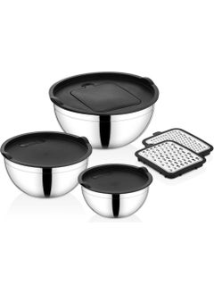 FALEZ Cookcase 9 Pieces Acacia Grated Steel Storage Container Black 