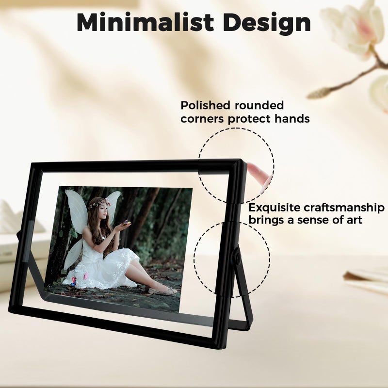 AhaGo Black Floating Frame (4""x6""  Horizontal)  For Picture 3x5  2x3  1x2  Small Desktop Photo Frame  Home or Office Decor  Classy For Holiday  Birthday or Wedding - Image 3