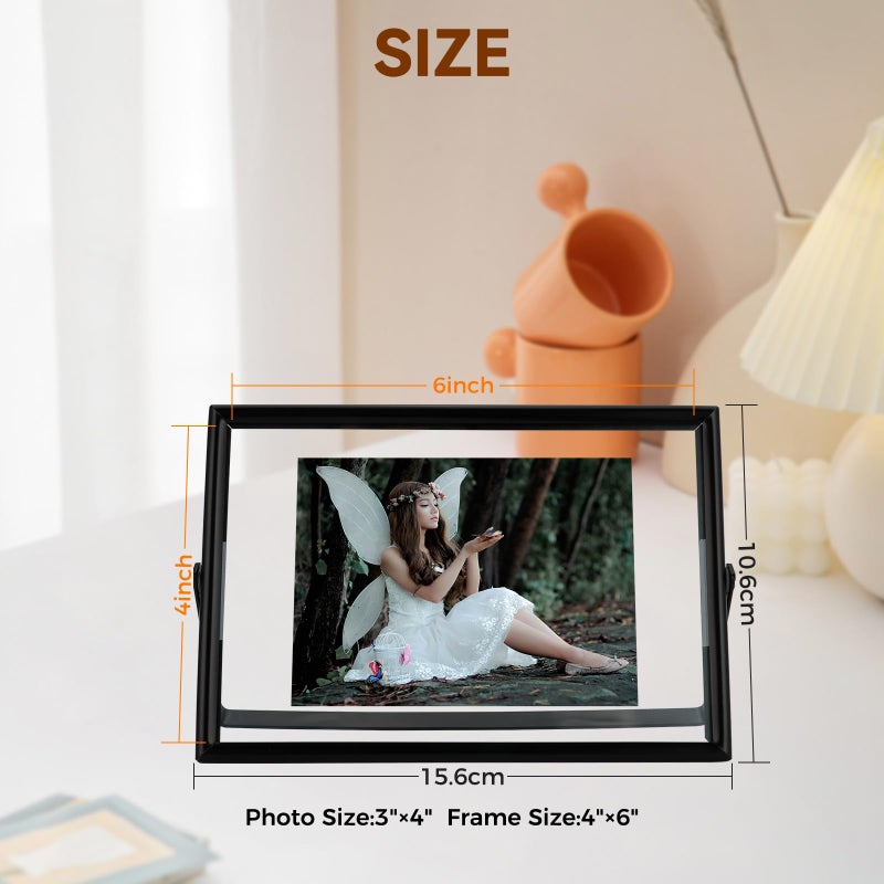 AhaGo Black Floating Frame (4""x6""  Horizontal)  For Picture 3x5  2x3  1x2  Small Desktop Photo Frame  Home or Office Decor  Classy For Holiday  Birthday or Wedding - Image 2