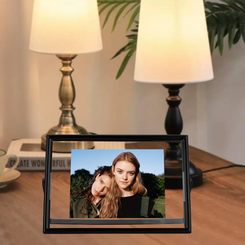 AhaGo Black Floating Frame (4""x6""  Horizontal)  For Picture 3x5  2x3  1x2  Small Desktop Photo Frame  Home or Office Decor  Classy For Holiday  Birthday or Wedding - Image 5
