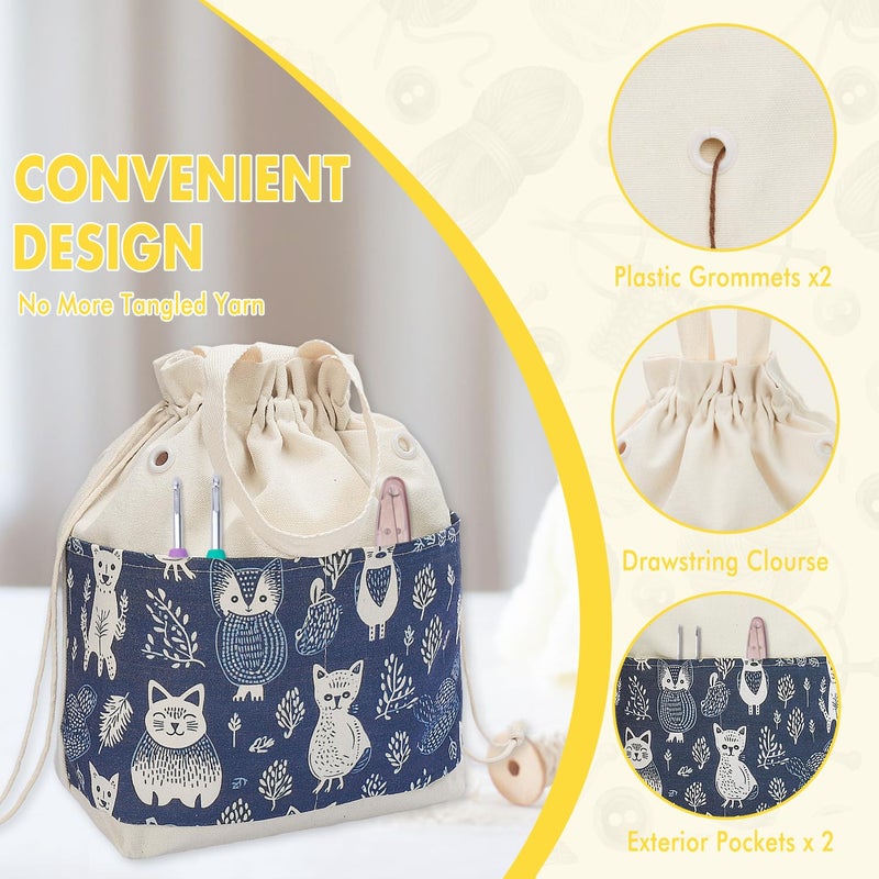 LeCorner Crochet Bag, Handy Knitting Project Yarn Bag, Crochet Accessories Yarn Storage Organizer, Knitting Bags and Totes for Crocheting on The Go, 12.5x13x5'' - Image 4