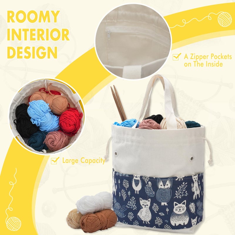 LeCorner Crochet Bag, Handy Knitting Project Yarn Bag, Crochet Accessories Yarn Storage Organizer, Knitting Bags and Totes for Crocheting on The Go, 12.5x13x5'' - Image 3