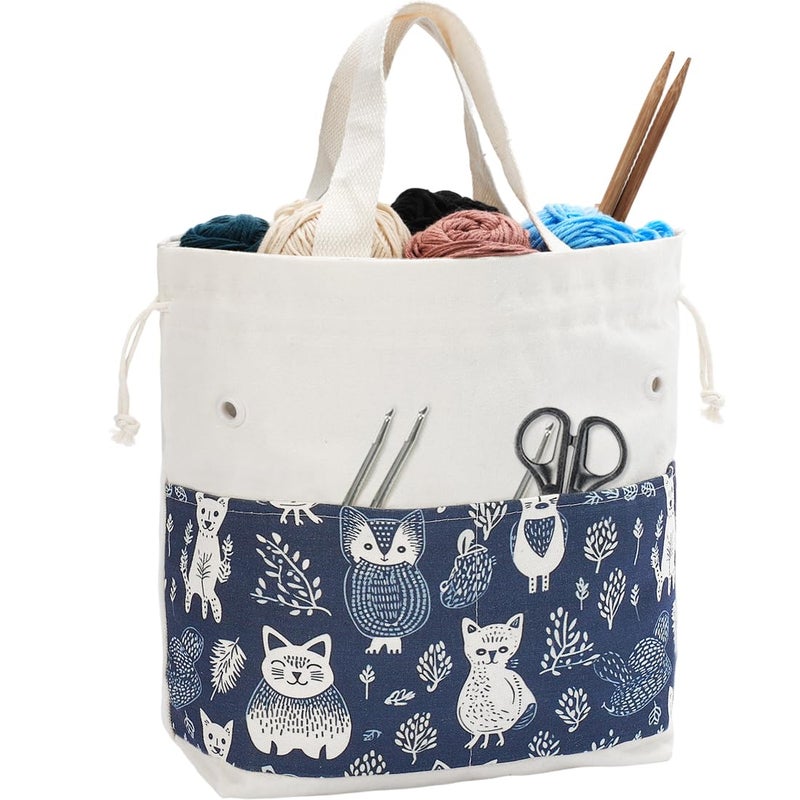 LeCorner Crochet Bag, Handy Knitting Project Yarn Bag, Crochet Accessories Yarn Storage Organizer, Knitting Bags and Totes for Crocheting on The Go, 12.5x13x5'' - Image 1