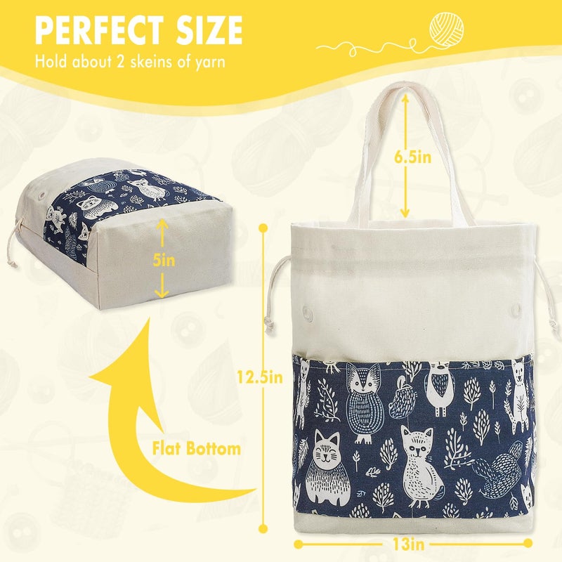 LeCorner Crochet Bag, Handy Knitting Project Yarn Bag, Crochet Accessories Yarn Storage Organizer, Knitting Bags and Totes for Crocheting on The Go, 12.5x13x5'' - Image 2