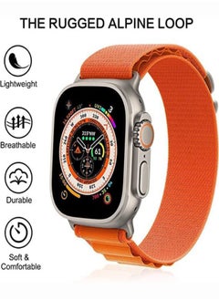 Generic Alpine Loop Nylon Band Compatible with Apple Watch Ultra Band 49mm 45mm 44mm 42mm, Adjustable with Metal C-Hook Strap for iWatch Ultra 2, Series SE/9/8/7/6/5/4/3/2/1 - Orange  - Image 2