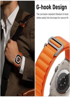 Generic Alpine Loop Nylon Band Compatible with Apple Watch Ultra Band 49mm 45mm 44mm 42mm, Adjustable with Metal C-Hook Strap for iWatch Ultra 2, Series SE/9/8/7/6/5/4/3/2/1 - Orange  - Image 4