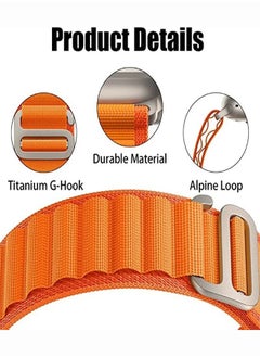 Generic Alpine Loop Nylon Band Compatible with Apple Watch Ultra Band 49mm 45mm 44mm 42mm, Adjustable with Metal C-Hook Strap for iWatch Ultra 2, Series SE/9/8/7/6/5/4/3/2/1 - Orange  - Image 5